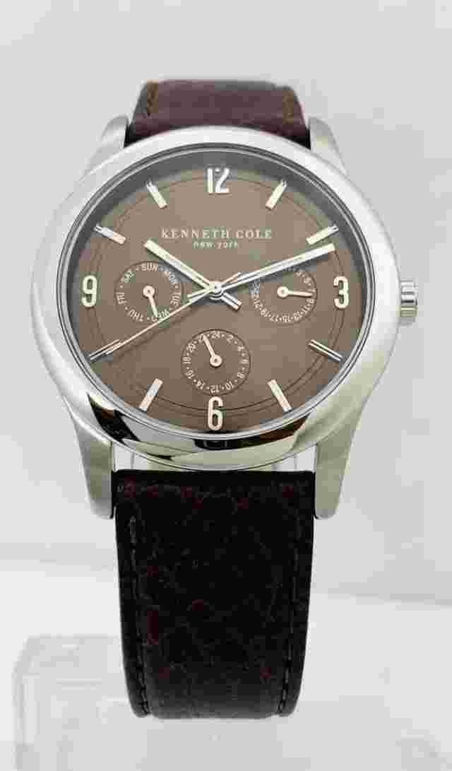 Kenneth Cole KC1350 Slim Multifunction Brown Dial Brown Leather Strap Slim Watch