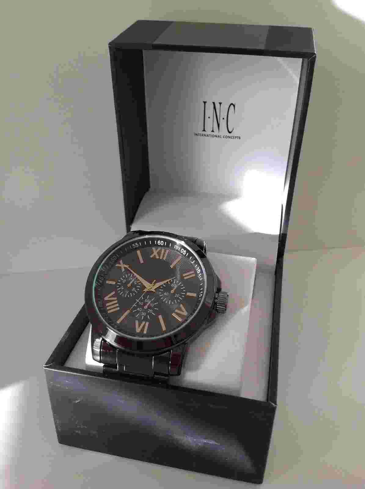 I.N.C. Gunmetal Gray Men's Link Bracelet Watch