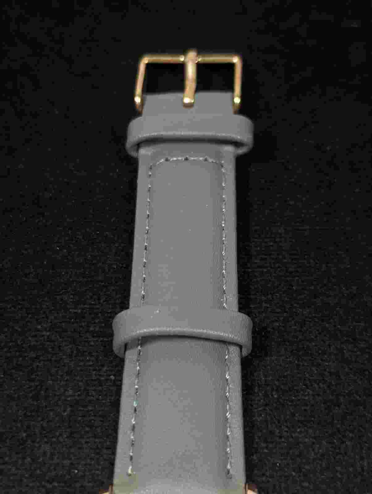 Monroe By Maestro Classique Rose Gold Tone Round Case Gray Leather Band Watch