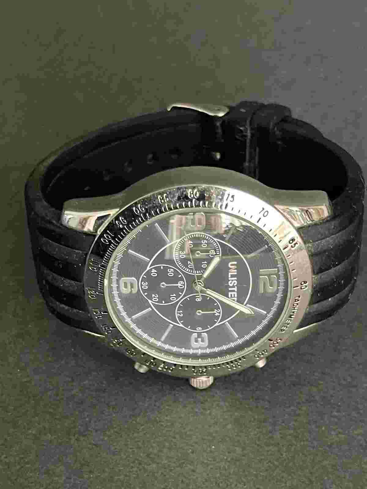 Unlisted Mens Watch Stainless Steel Black Rubber Adjustable Band Office