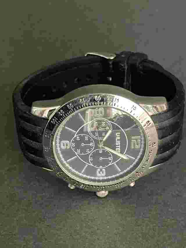 Unlisted Mens Watch Stainless Steel Black Rubber Adjustable Band Office