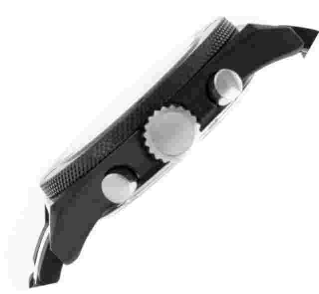 NEW Gino Franco 9657BK Men's Marathon Round Chronograph SS Rubber Link Watch