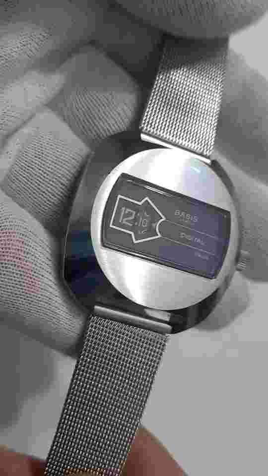 NOS 1960-70'S SWISS BASIS DIGITAL JUMP HOUR MANUAL WIND 17J WATCH +MESH BRACELET
