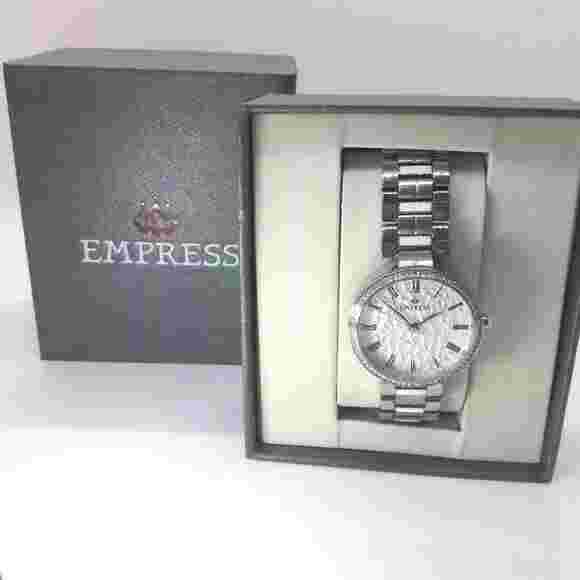 Empress Catherine Automatic Silver Watch with Crystals NEW RV $1099