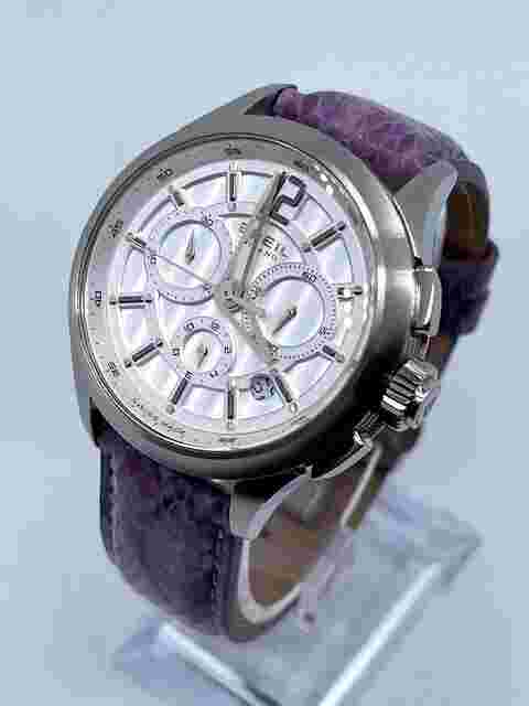 New Breil Milano Womens Chronograph White Dail Purple Leather Strap 34mm