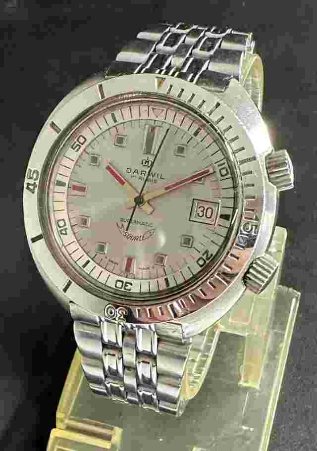 Rare Vintage DARWIL SQUALE  , Eta 2783 , Jew 25 , men's diver watch