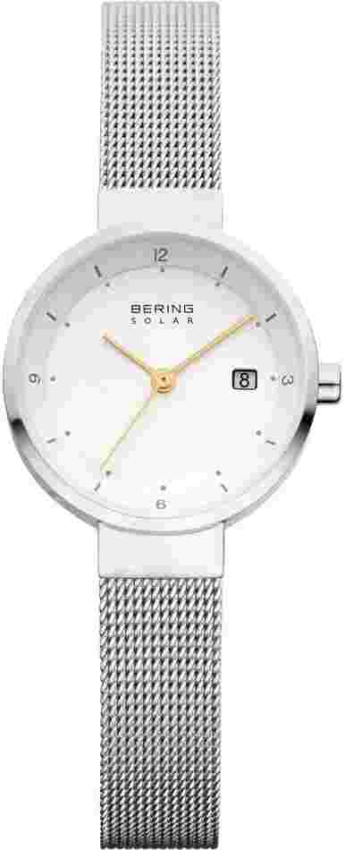 Bering Time - Solar - Ladies Silver-Tone Milanese Mesh Watch w/ Date 14426-001
