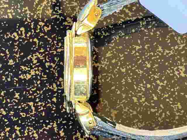 Sag Harbor Gold Ladies Watch with Hearts,Rhinestones, Leather Band, New Battery