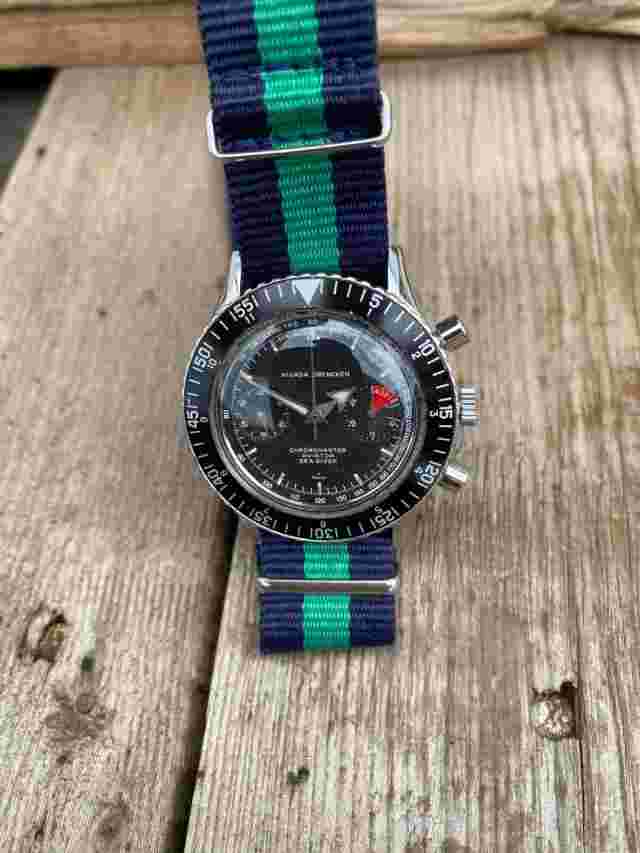 Exc. Rare Nivada Grenchen Chronomaster Aviator Sea Diver Swiss Profesional Watch