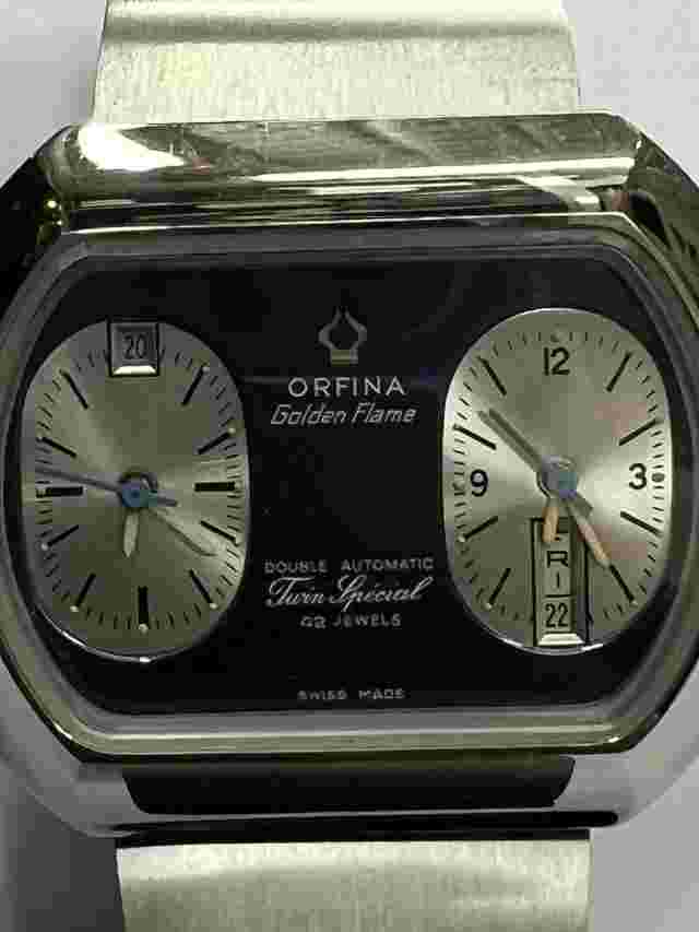 Vintage Stainless Steel Orfina Ref. 6938 42 JEWEL Twin Special Automatic Watch
