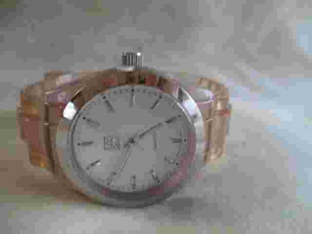 NY&C Wristwatch Pink Buckle Band Round White Face Silver Tone Stylish