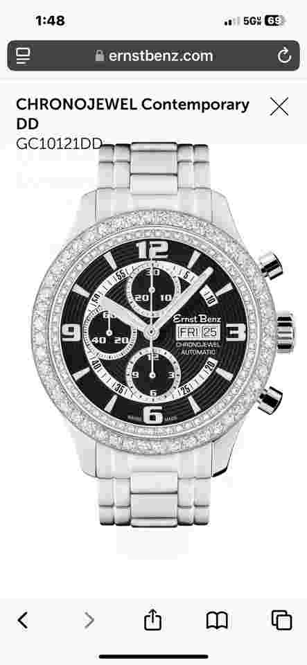 Diamond Ernst Benz Chronojewel Watch 47mm