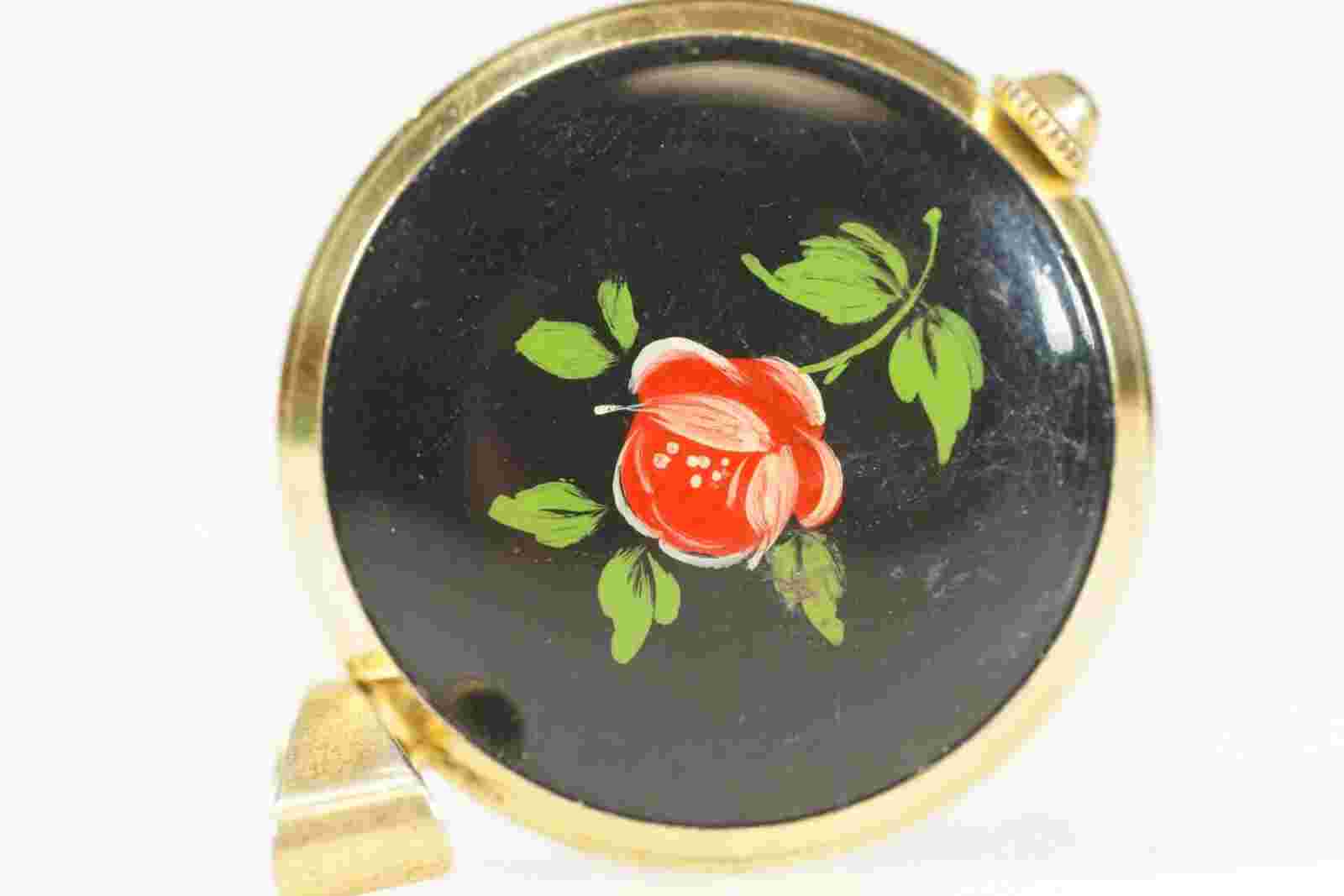 Carter Gough & Co Swiss Alexis Pendant Watch, Fine Hand Painted Roses Enameled
