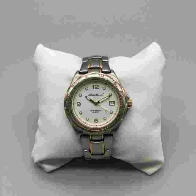 Eddie Bauer LG Sport Watch Men 40mm Silver Gold Tone Date New Battery 7.25"