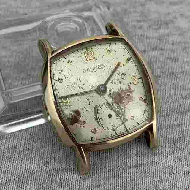 Vintage Banner Mens Watch 1940’s Sub Dial 10K Gold Filled 28mm Repair Parts