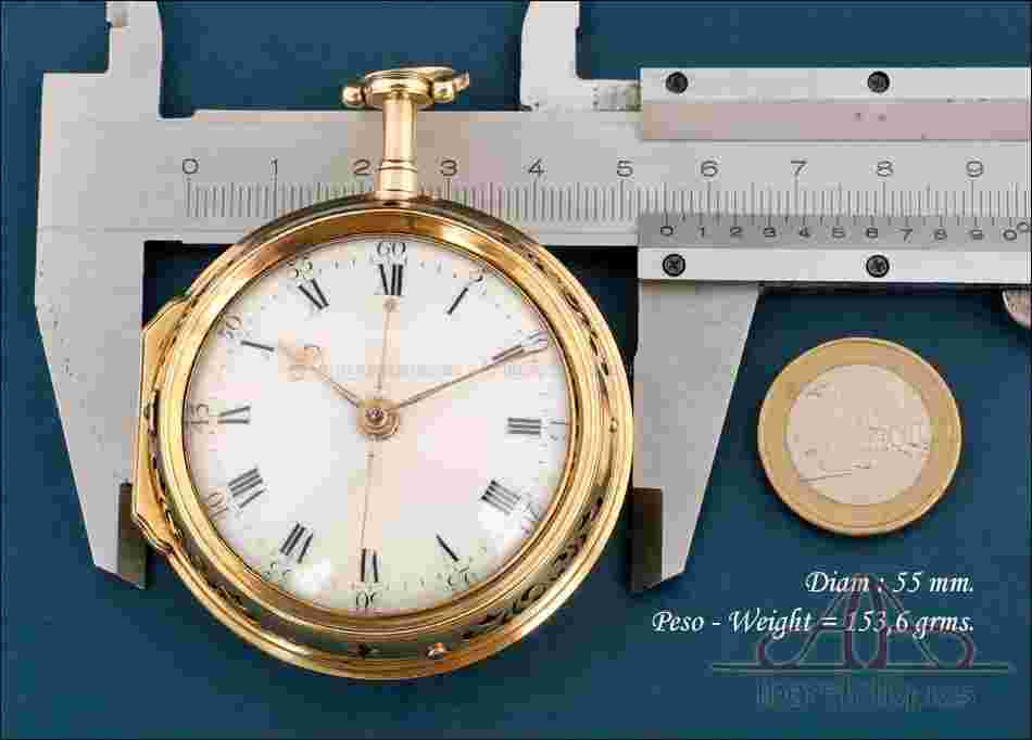 Rare Early Cyllinder Gold Pocket Watch. 1/8th Repeater + More. England, c. 1770