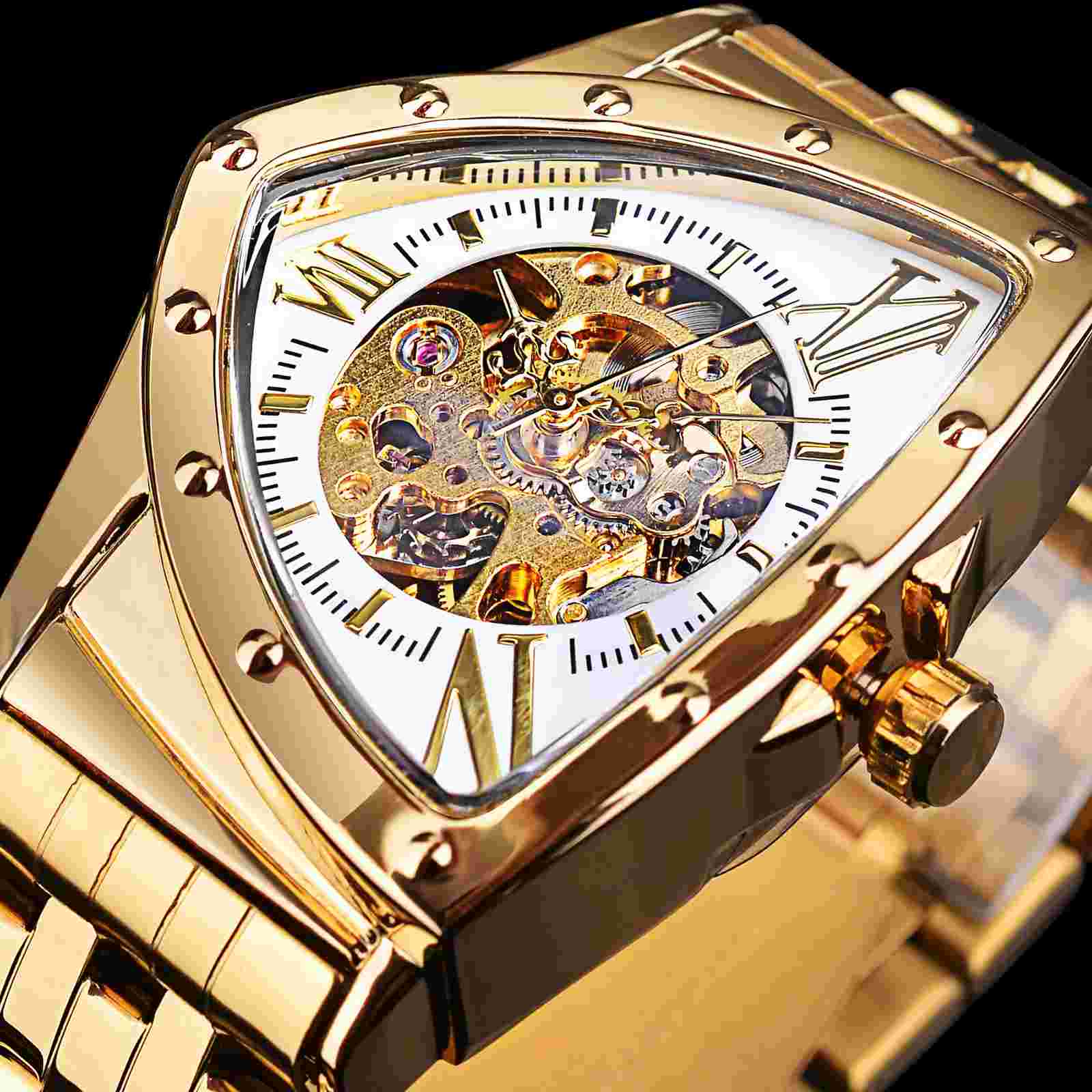 New Triangle Dial Automatic Mechanical Watch Men's Fashion Hollow Watch