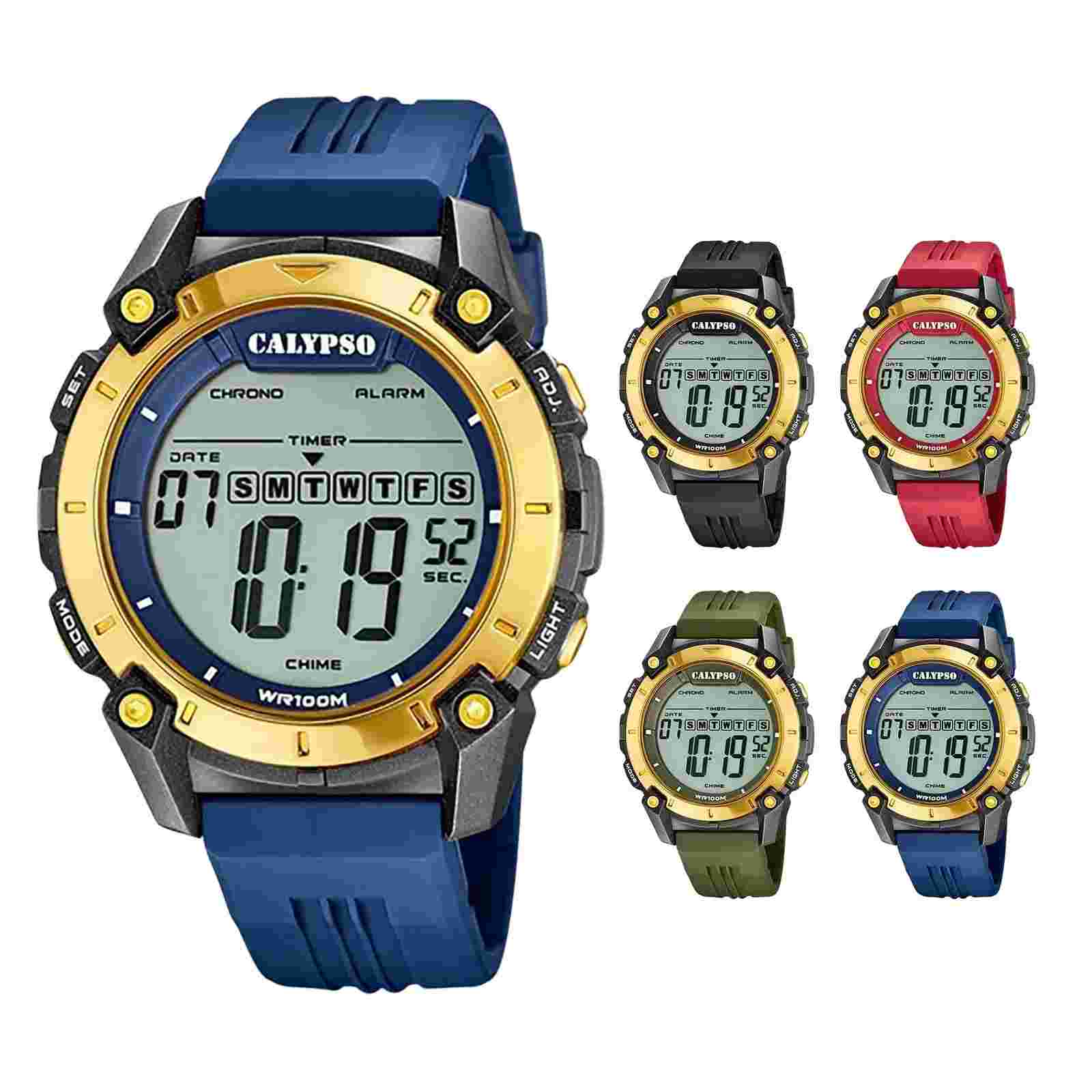 Calypso Large 50mm Mens Digital Watch Chrono, Light, Alarm, Date, 12/24H - K5814