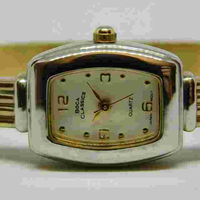 Boca Classics Two Tone Quartz Analog Women's Watch Sz. 6 1/4" New Battery