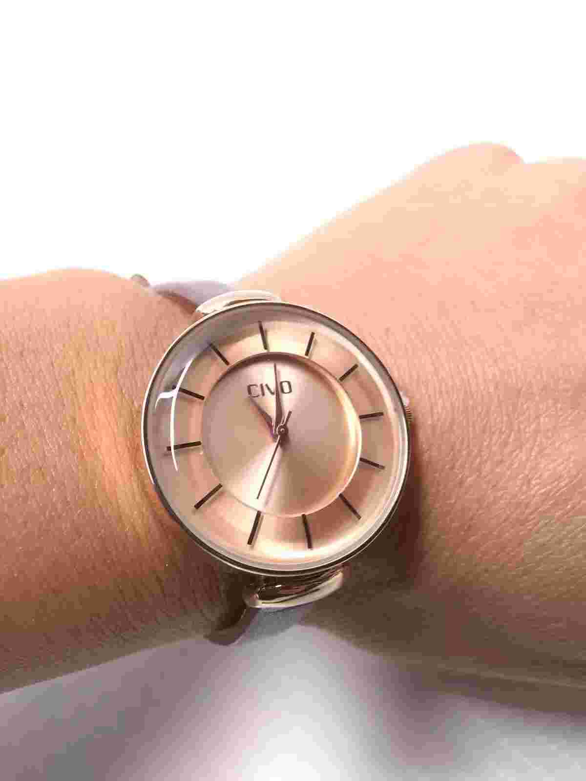 CIVO Rose Gold Japan Quartz Movement Wrist Watch Slim Leather Brown Band Womens