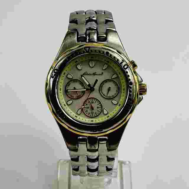 Eddie Bauer Watch Men 38mm Gold Silver Two Tone Day Date Light New Battery