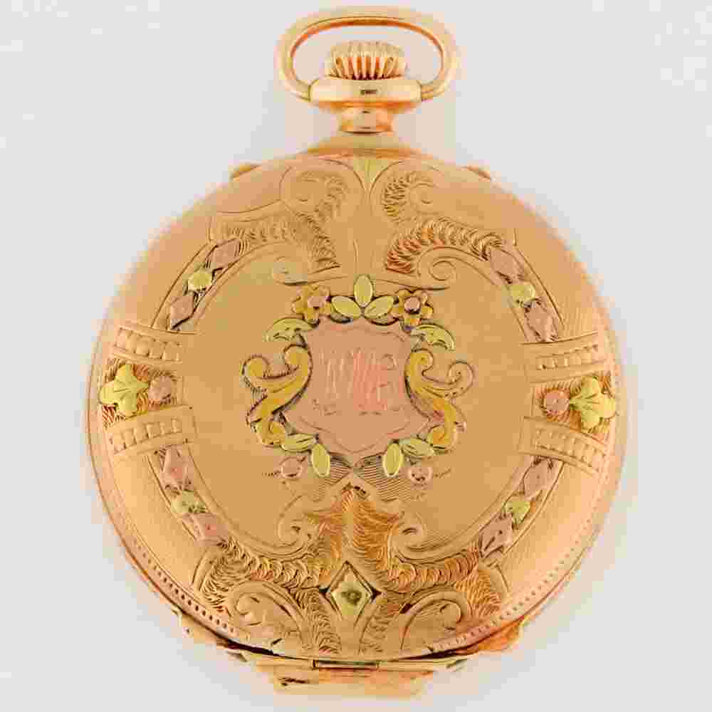 Illinois 14K Multi-Color Solid Gold HC 12s 45mm Buck Elk Pocket Watch Box Hinge