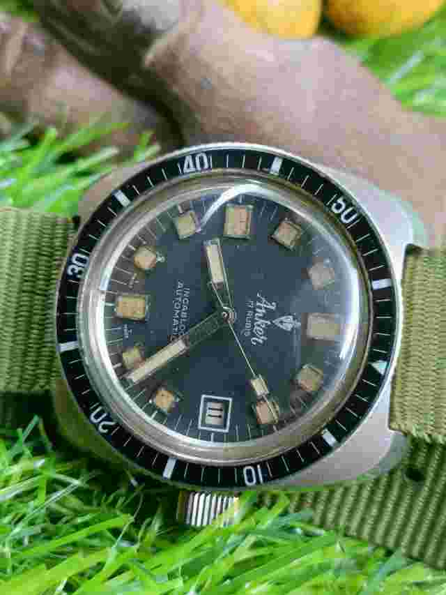 AUTHENTIC ANKER 17 RUBIS AUTOMATIC DIVER'S DATE SWISS MEN'S 2782 ETTA VINTAGE