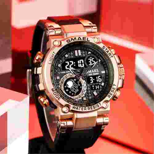 SMAEL 8093 Men Digital Military Watch Water Resist 5ATM Dual Display Black Color