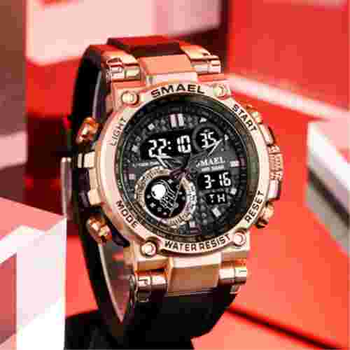SMAEL 8093 Men Digital Military Watch Water Resist 5ATM Dual Display Black Color