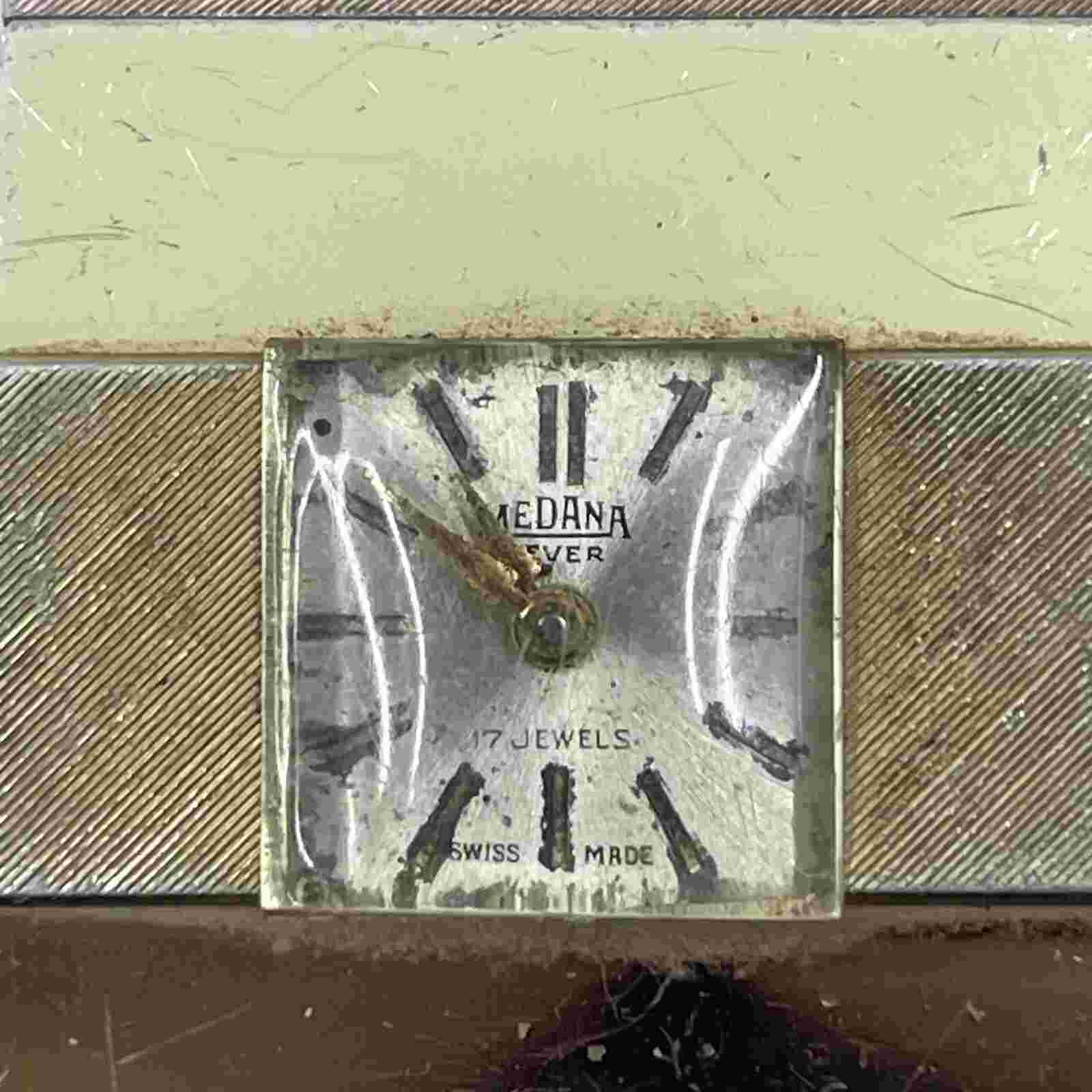 MEDANA LEVER PINK & GOLD LADIES BANGLE WATCH 1960'S Hand Winding 17 Jewels