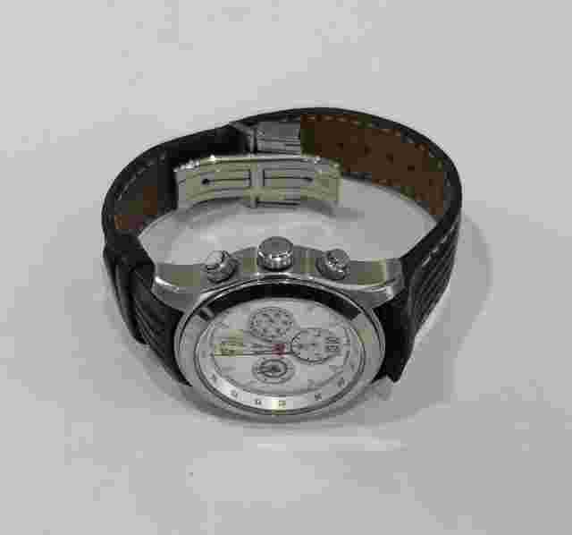Ferrari Paddock Chronograph Watch Silver with Brown Leather Strap