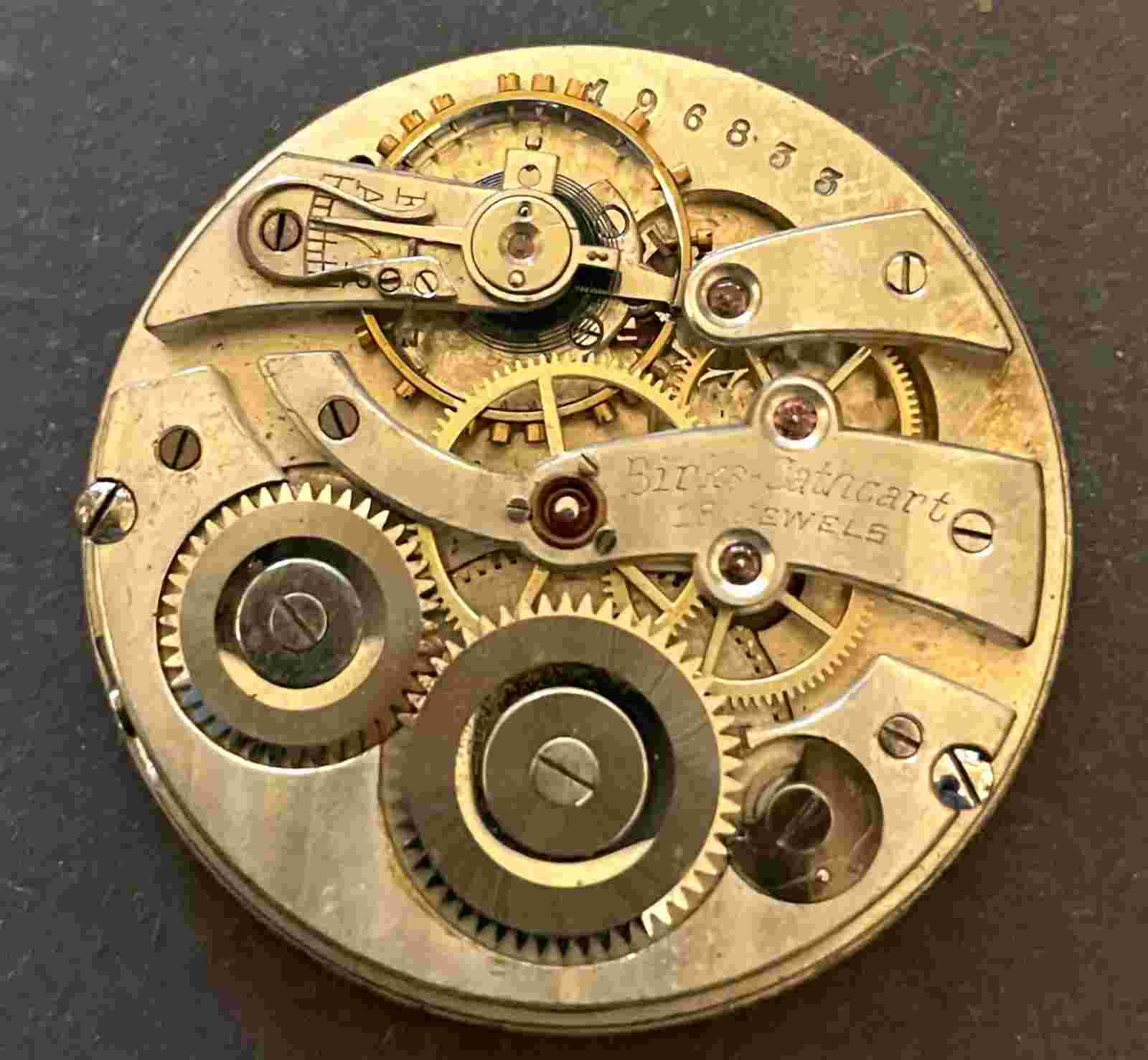 Antique Birks-Cathcart Pocket Watch Movement Parts/Repair 12s 18j 39.7mm Swiss