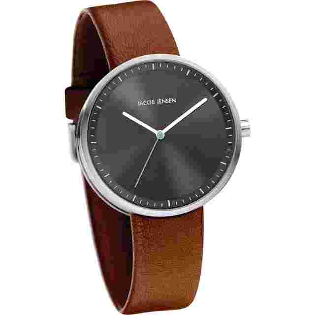 Jacob Jensen 285 Strata Ladies Watch Grey Dial Brown Leather Strap JJ285