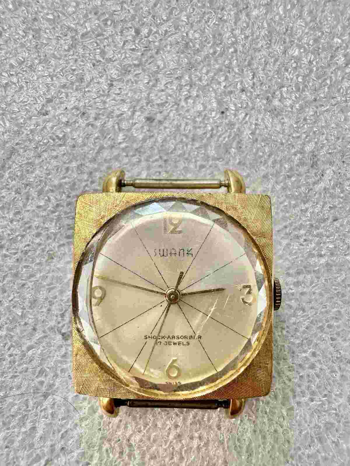 Working VTG Swank 17 Jewel Swiss 5 Micron Gold Plated 28mm Mechanical Watch
