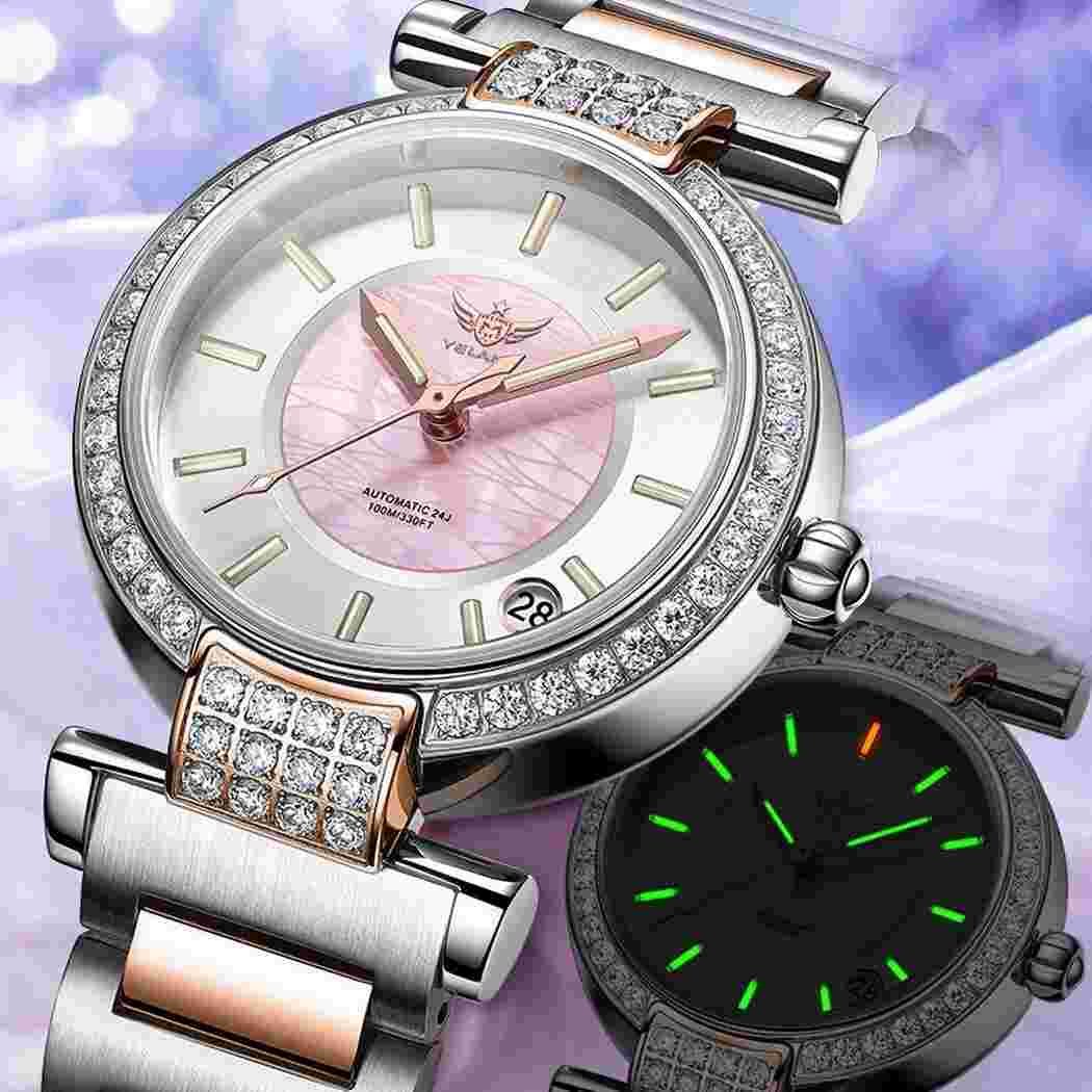 YELANG Women Luxury Watch Ladies Automatic Mechanical Wristwatch Luminous MOP