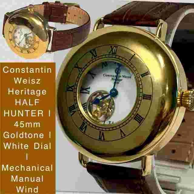 45mm HALF-HUNTER Heritage  Goldtone White Dial Mechanical Constantin Weisz Watch