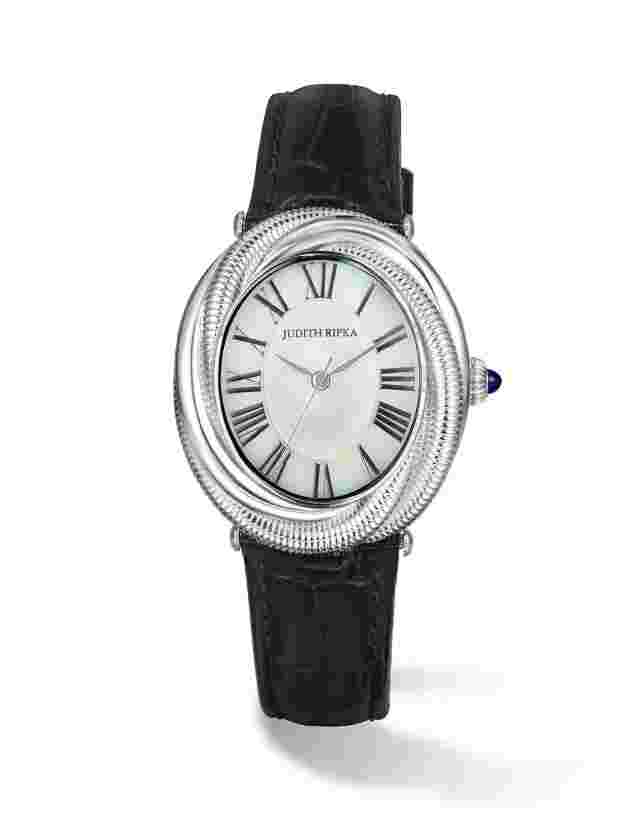 JUDITH RIPKA / Eternity Watch sterling S, Mother of Pearl, Sapphire & CROCODILE