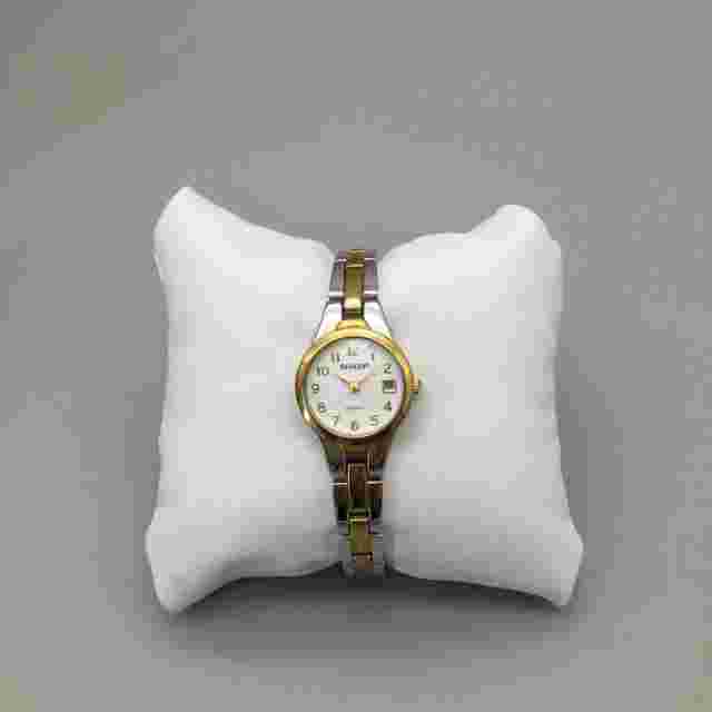 Vintage Sharp Watch Women 24mm Silver Gold Two Tone Date New Battery 8"