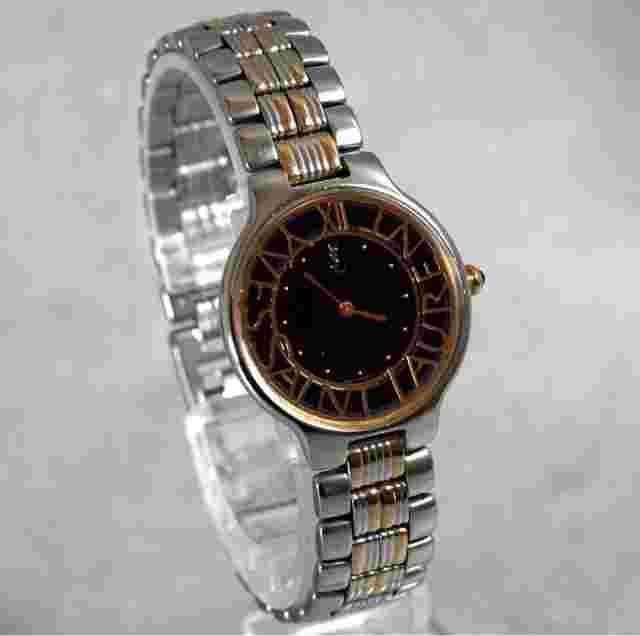 Yves Saint Laurent Silver Quartz Watch for Women Size 1.18x1.14 Inches