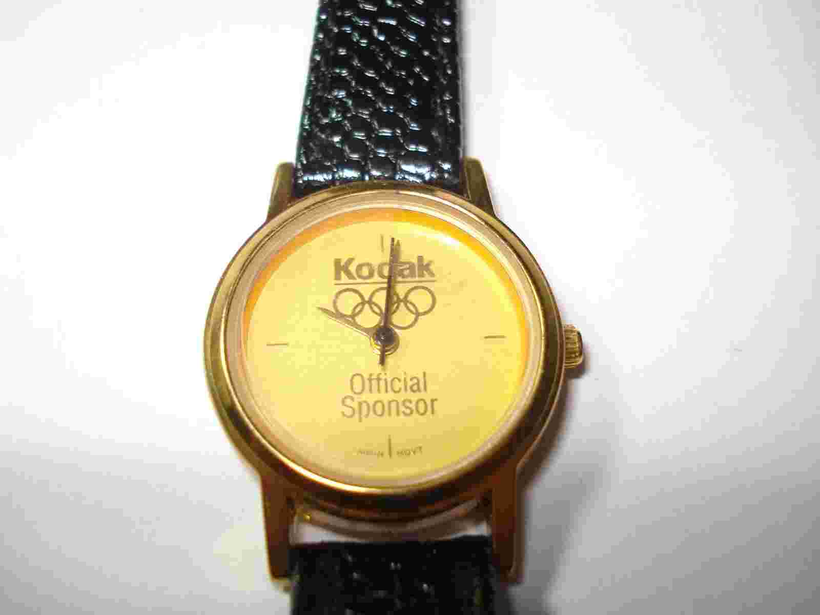 NEW KODAK OFFICIAL SPONSOR GOLD ADVERTISING WATCH NEW BATTERY LEATHER BAND 2