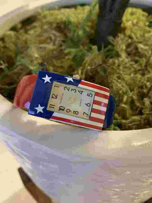 NEW Persona Women Wrist American Flag Quartz Analog Watch Bangle