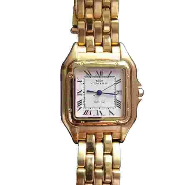 ONISS 18 KARAT GOLD PLATED STAINLESS STEEL WRISTWATCH/WITH DUNTON ELLERKAMP BOX