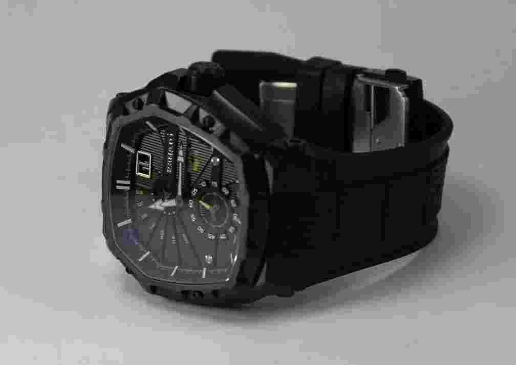 Renato Men's MKII Master Horologe Watch, Swiss Made, Black DIal, Yel/Wh Accents
