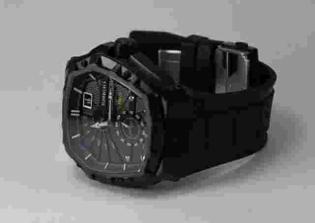 Renato Men's MKII Master Horologe Watch, Swiss Made, Black DIal, Yel/Wh Accents