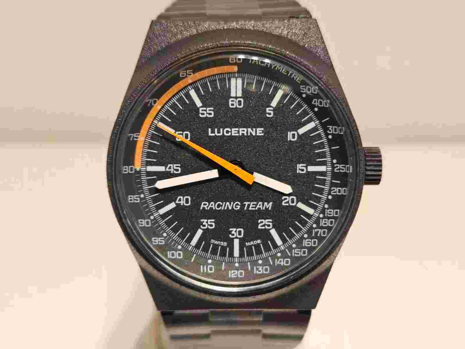 VINTAGE NOS RARE SPORT RACING  PLASTIC SWISS MEN'S WATCH "LUCERNE"RACING TEAM