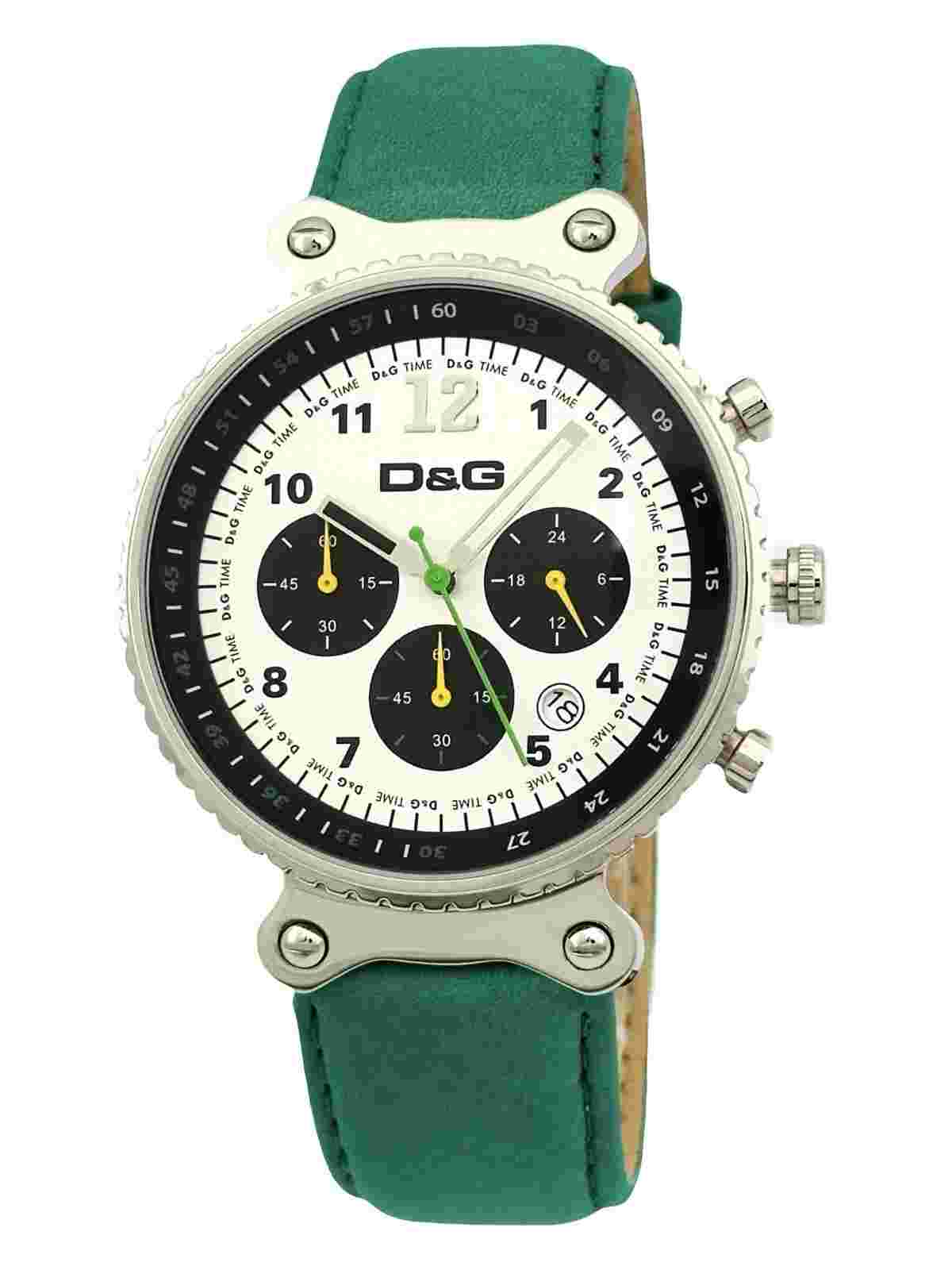 D&G Dolce and Gabbana RYTHM DW0308 Chronograph Green Leather Strap Watch