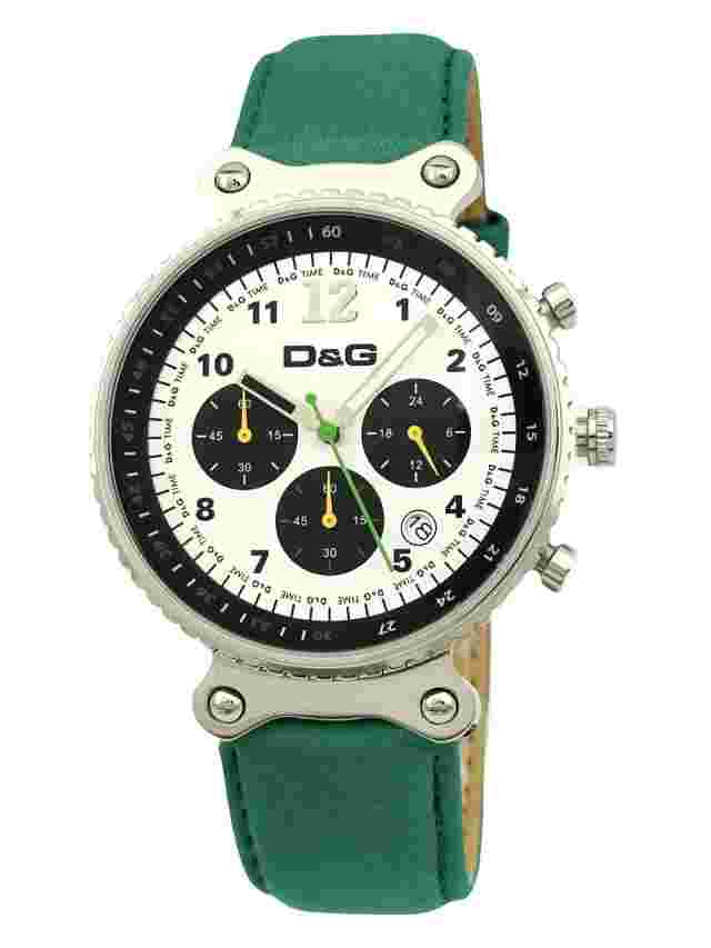D&G Dolce and Gabbana RYTHM DW0308 Chronograph Green Leather Strap Watch