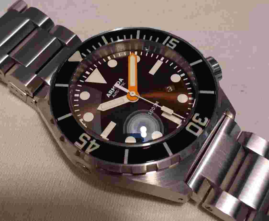 ARMIDA A1 45 BROWN DIAL 1000M SWISS ETA 2824-2 AUTOMATIC, HIGH DOME CRYSTAL