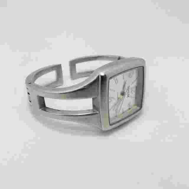 Women's SUISSE Silver Toned Hinged 6" Square Wrist Watch NEW Battery Works Great