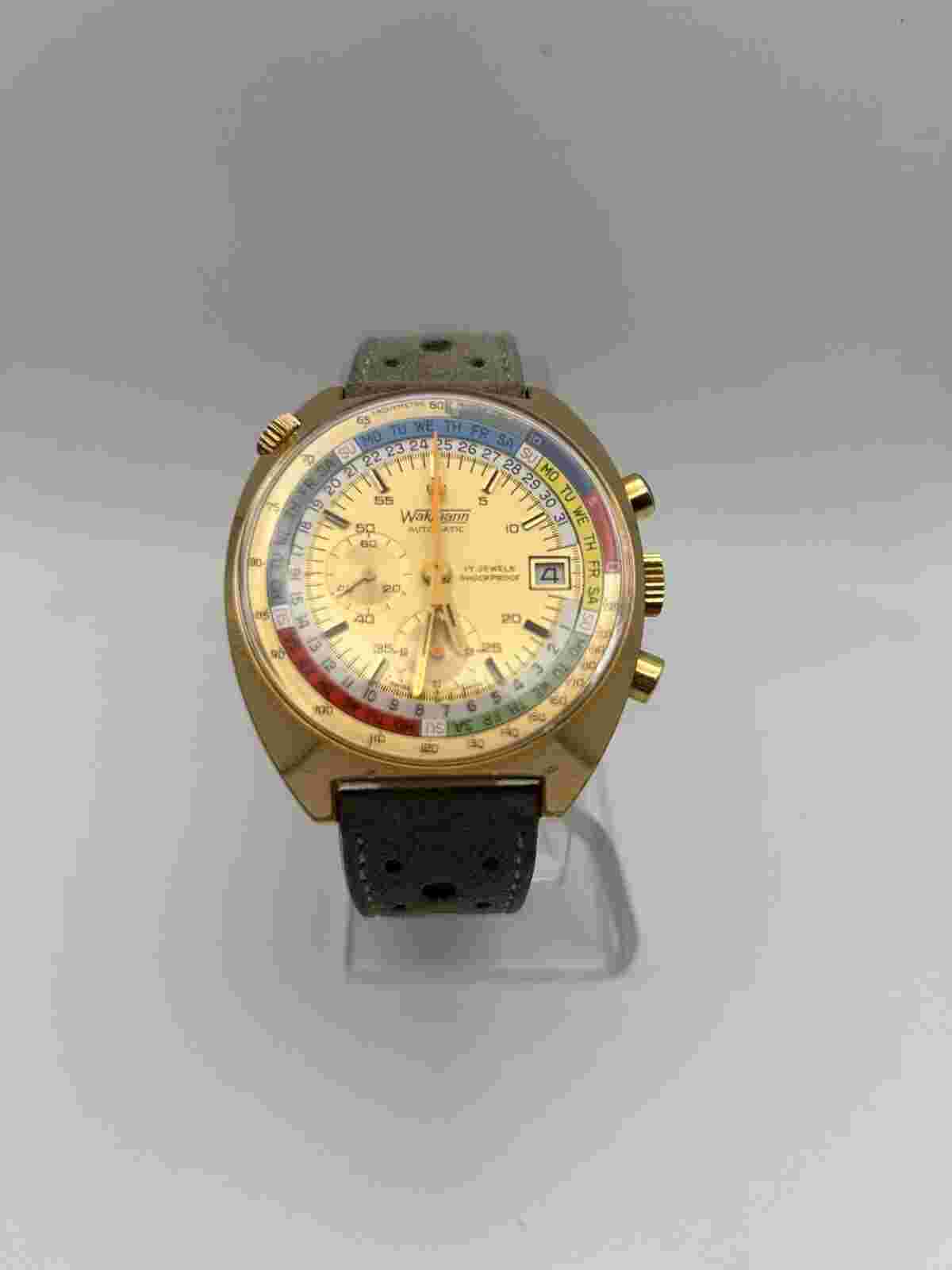 Vintage Wakmann Regatta Exotic Dial Chronograph Men's Day Date Watch